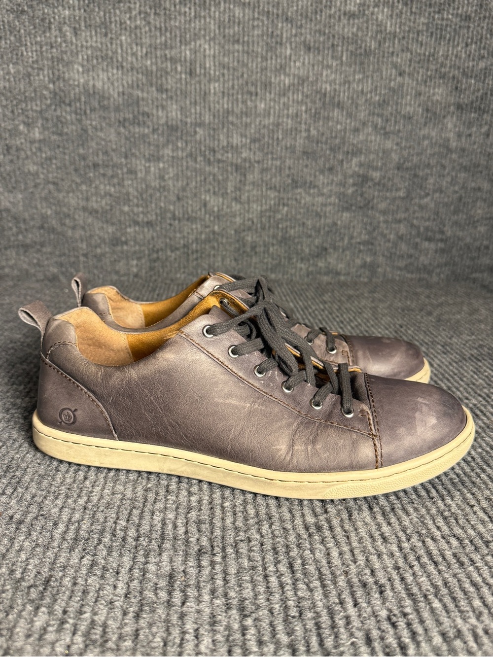 Børn Men's Allegheny Leather Sneakers Grey Brown Distressed - Size 9